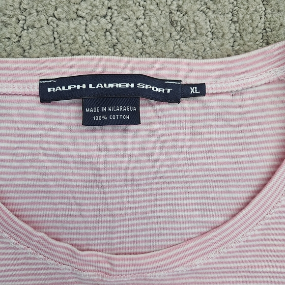 Ralph Lauren Sport Womens Golf Activewear Casual Pink Striped Tshirt. Size XL - Picture 4 of 4